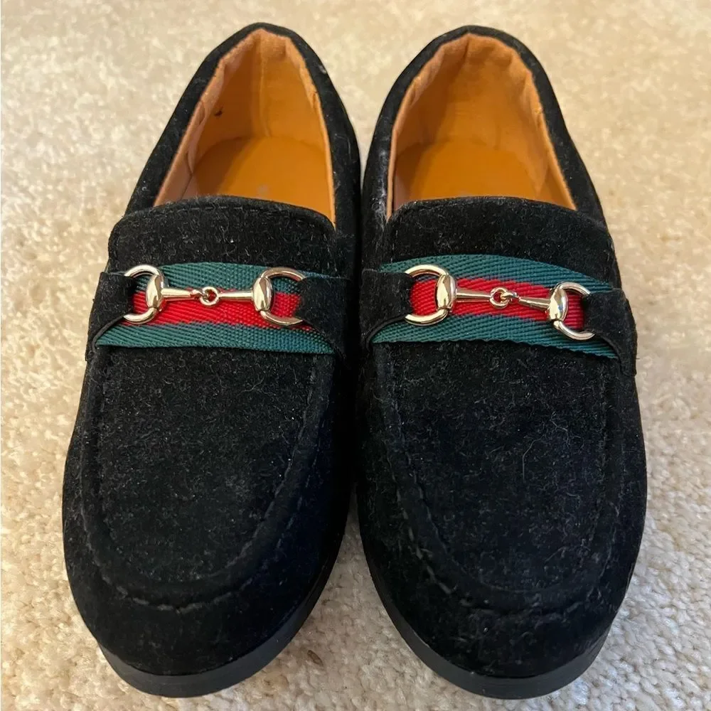 ROMANO BOYS BLACK FAUX SUEDE HORSEBIT DRIVING SHOE